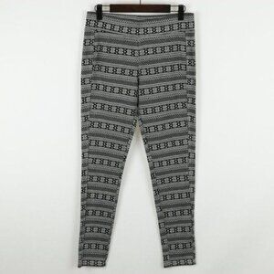 Kavu Women's Small Black & White Fair Isle Knit Mid Rise Pull On Casual Leggings